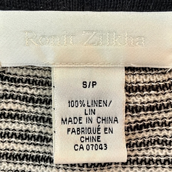 Ronit Zilkha knit Cardigan 100% Linen longsleeve Stripes Cream Black S Oversized - Picture 3 of 8